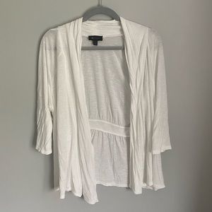 White quarter sleeve cardigan